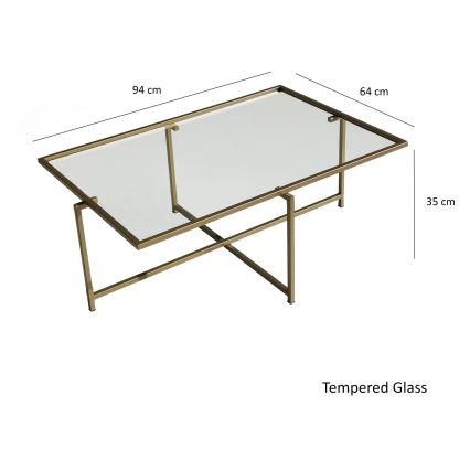 Sofabord SOL 35x94 cm guldfarvet/transparent