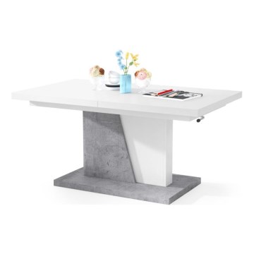 Sofabord/Spisebord foldbart med løftetop NINO hvid/grå beton