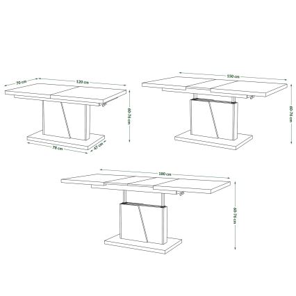 Sofabord/Spisebord foldbart med løftetop NINO hvid/grå beton