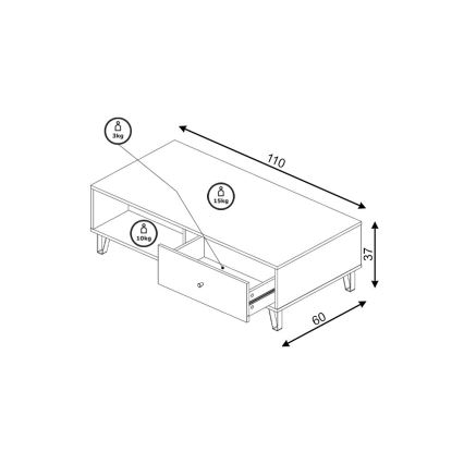 Sofabord SULA, craft eg/sort
