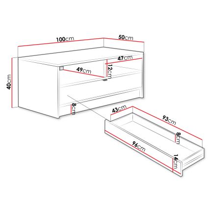 Sofabord TIRENO 100x40 cm sort