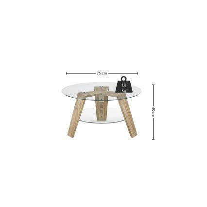 Sofabord TITAN Ø 75 cm klar/eg