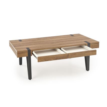 Sofabord TULUZA 41x120 cm gylden valnød/sort