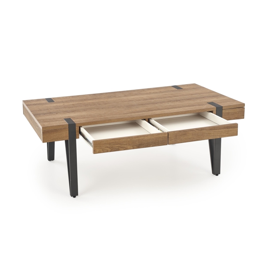 Sofabord TULUZA 41x120 cm gylden valnød/sort