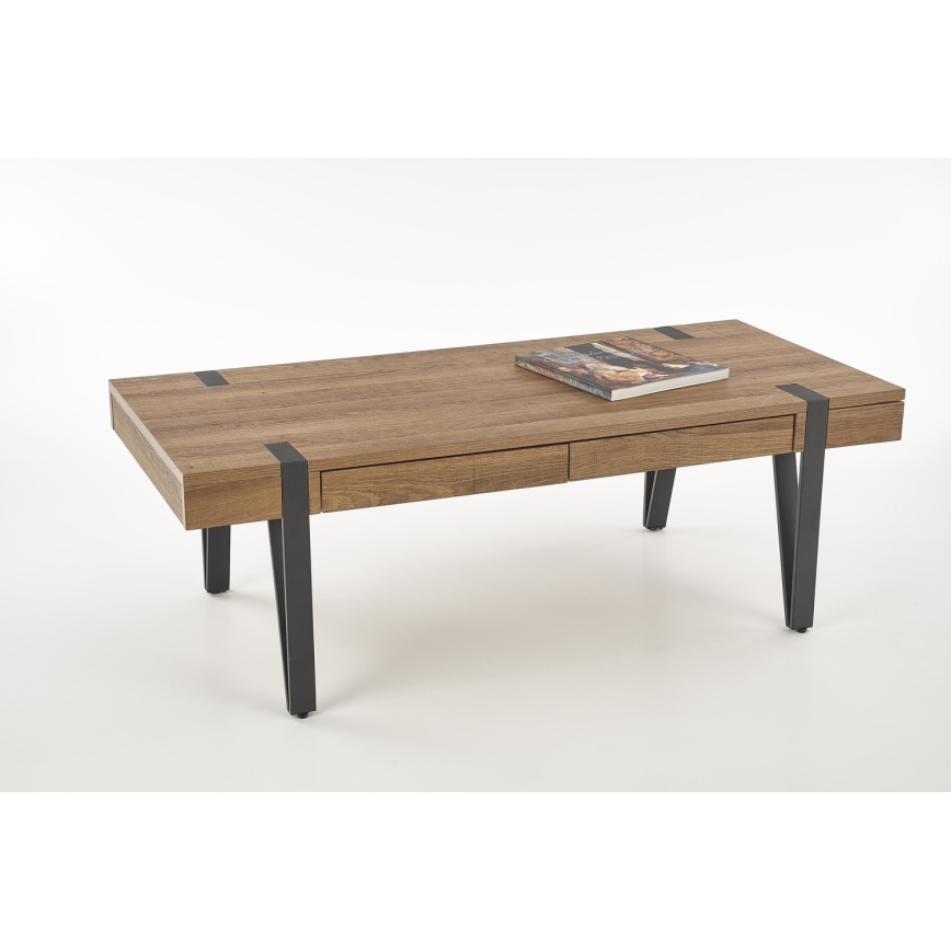 Sofabord TULUZA 41x120 cm gylden valnød/sort