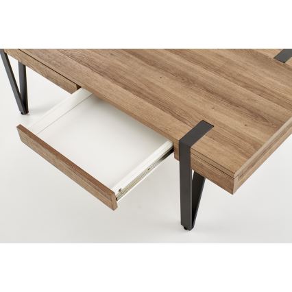 Sofabord TULUZA 41x120 cm gylden valnød/sort