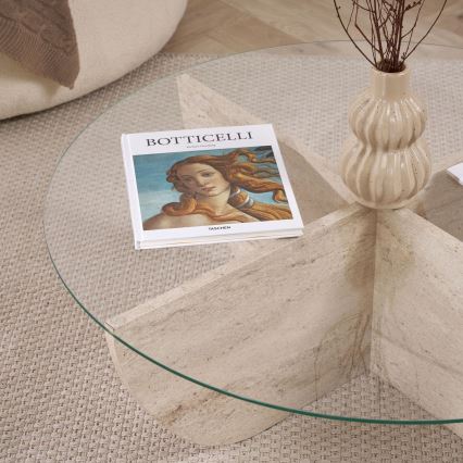Sofabord VERE Ø 90 cm beige/gennemsigtig
