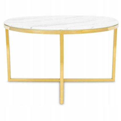 Sofabord VERTIGO 45x80 cm guldfarvet/hvid marmordekor