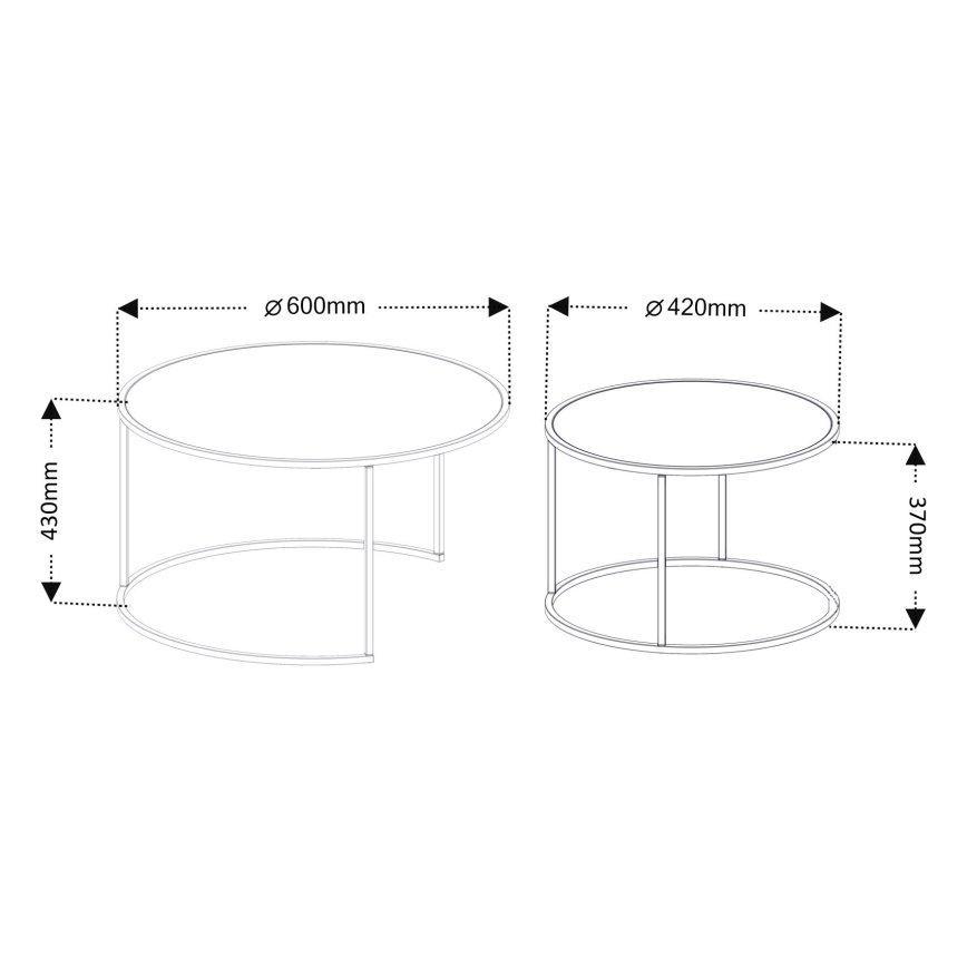 Sofaborde 2 dele TOKYO diameter 42/60 cm sort