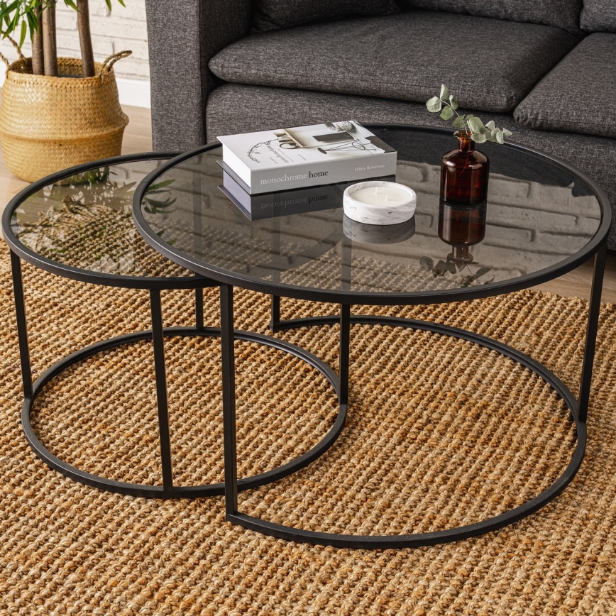 Sofaborde 2 stk. TOKYO diameter 60/80 cm sort