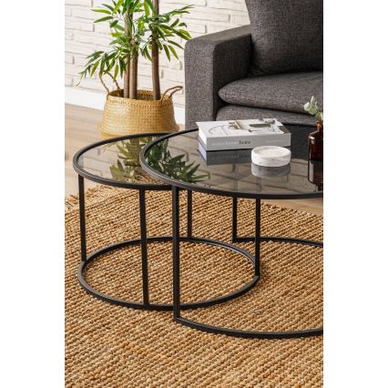 Sofaborde 2 stk. TOKYO diameter 60/80 cm sort