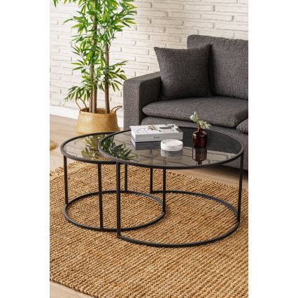 Sofaborde 2 stk. TOKYO diameter 60/80 cm sort