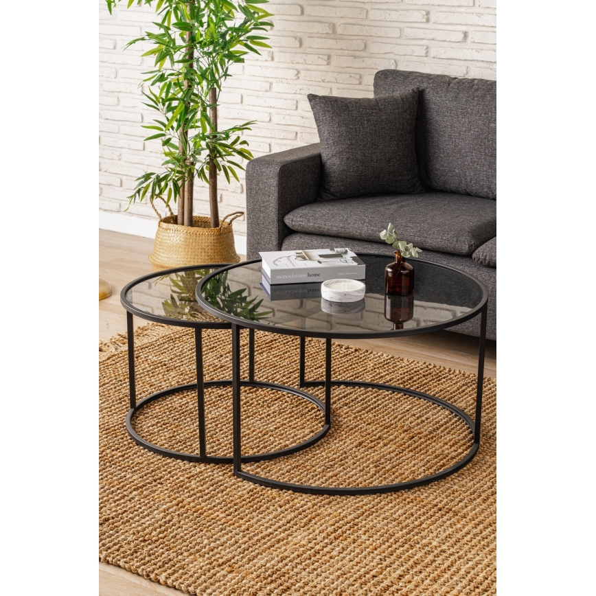 Sofaborde 2 stk. TOKYO diameter 60/80 cm sort