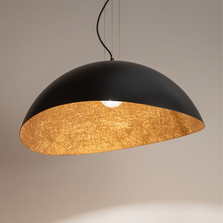 Loftlampe på kabel SOLARIS 1xE27/60W/230V Ø 89 cm sort/kobber
