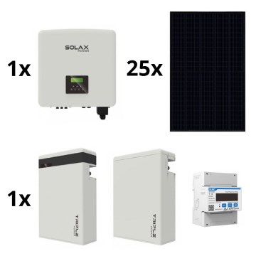Solarsystem: SOLAX Power - 10 kWp RISEN Full Black + 10 kW SOLAX inverter 3-faset + 11,6 kWh batteri V2