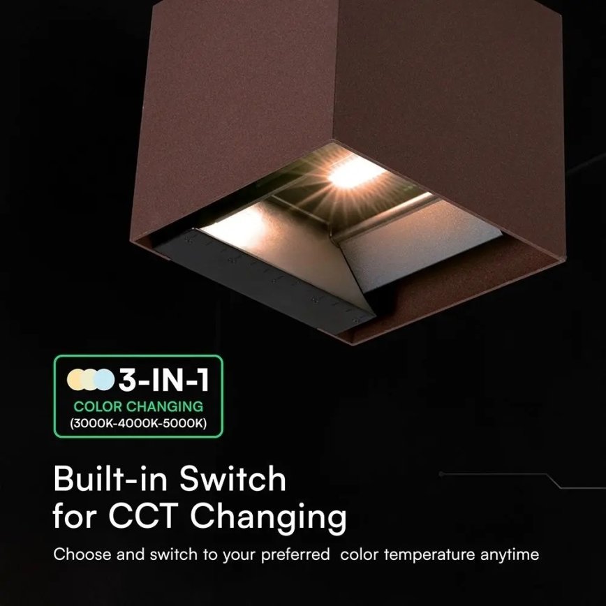 LED solcelledrevet væglampe med sensor LED/9W/3,7V 3000/4000/5000K IP65 2600 mAh brun