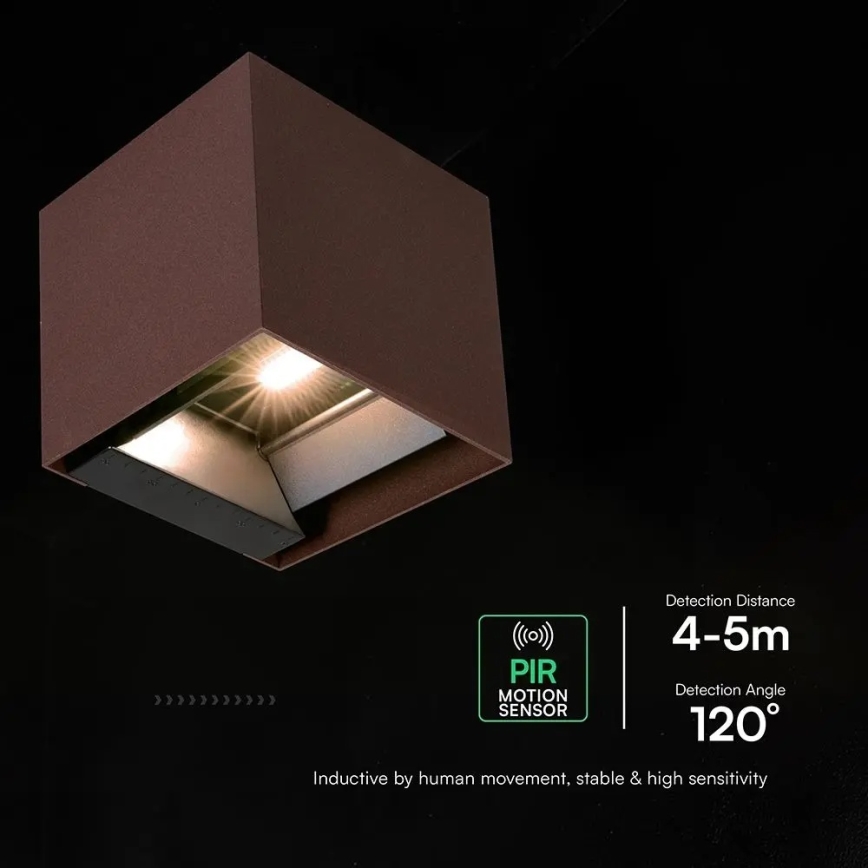 LED solcelledrevet væglampe med sensor LED/9W/3,7V 3000/4000/5000K IP65 2600 mAh brun