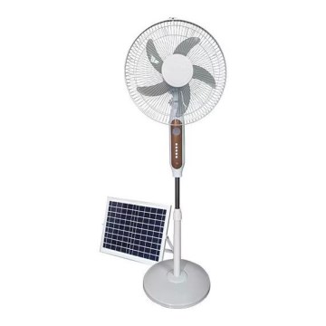 Solcelledrevet gulvventilator 15 W / 4 V / 230 V, Ø 45 cm, hvid