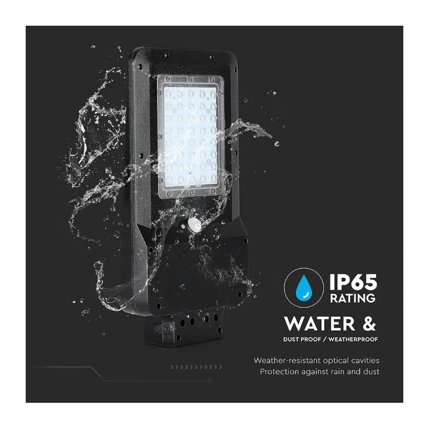 Solcelledrevet LED-gadelampe med sensor LED/15W/7,4V 4000K IP65 10800 mAh