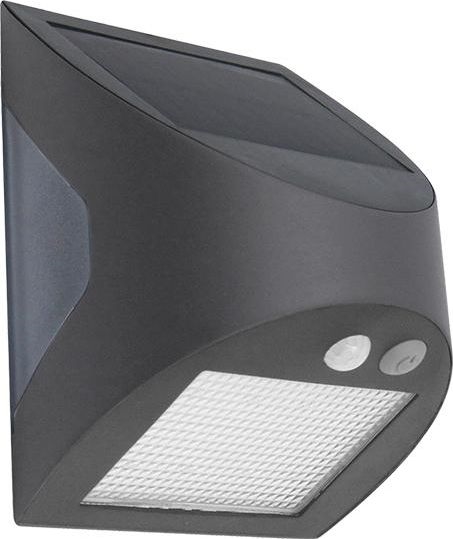 Solcelledrevet LED-væglampe med sensor, 3W/3,7V, 3000/4000K, 1200 mAh, IP54, antracit