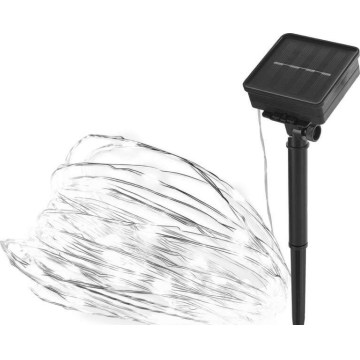 Solcelledrevet lyskæde 120xLED/2,4W/1,2V 12m IP44 600 mAh kold hvid