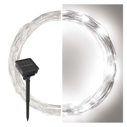 Solcelledrevet lyskæde 120xLED/2,4W/1,2V 12m IP44 600 mAh kold hvid