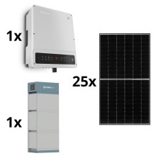 Solcellesæt GOODWE - 10kWp JINKO + 10kW GOODWE hybridinverter 3p + 10,65 kWh batteri PYLONTECH H2
