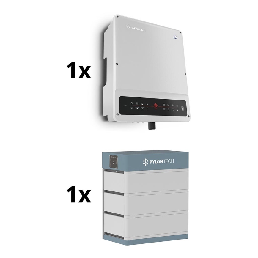 Solcellesæt GOODWE -8kW GOODWE hybridinverter 3f +10,65kWh batteri PYLONTECH