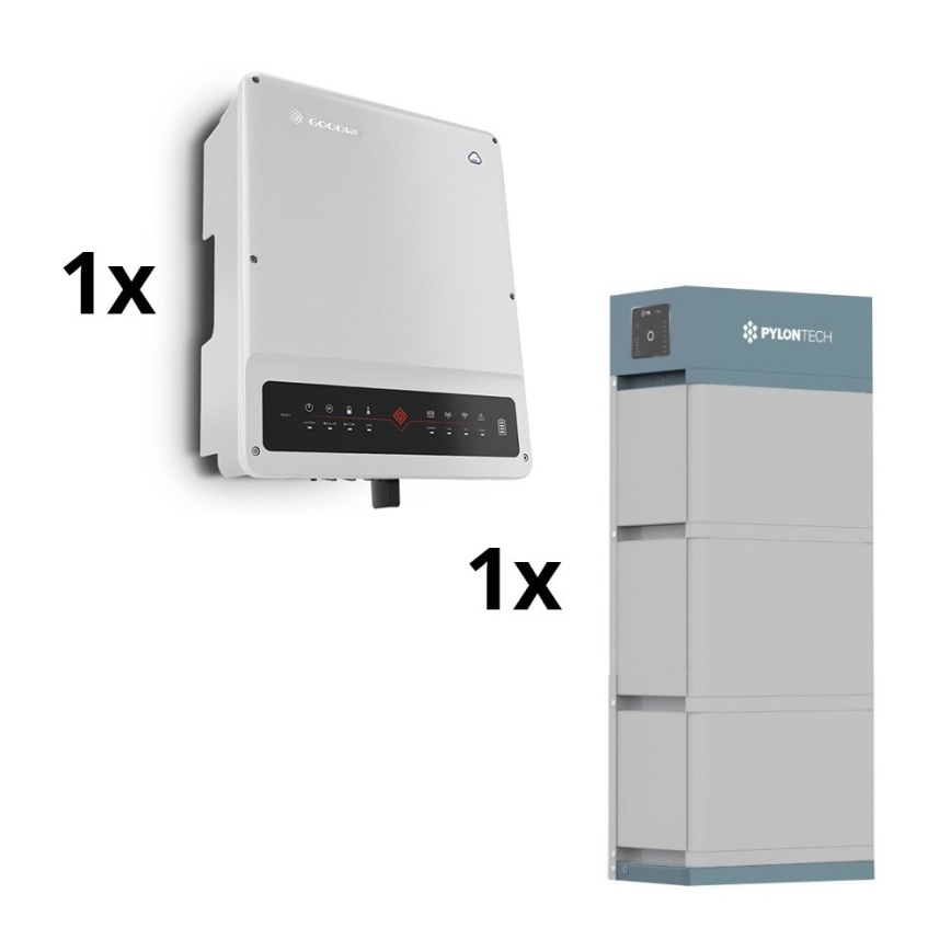 Solcellesæt GOODWE-8kW GOODWE hybridinverter 3p+10,65 kWh batteri PYLONTECH H2