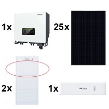 Solcellesæt SOFAR Solar - 10kWp RISEN Full Black + 10kW SOFAR hybrid-inverter 3f +10,24 kWh batteri