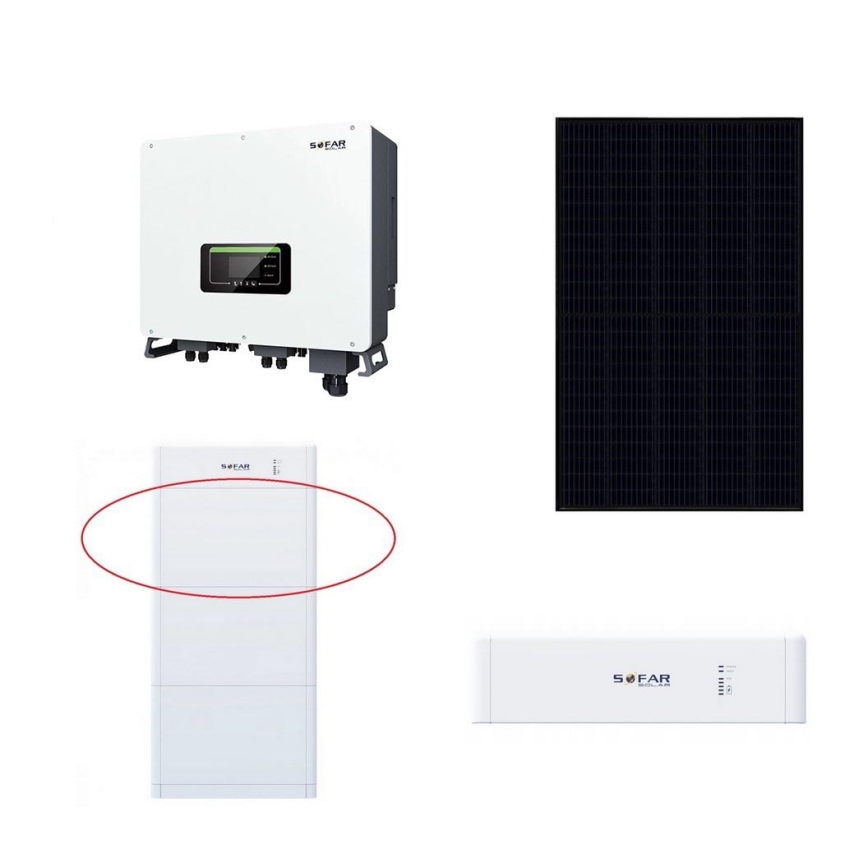 Solcellesæt SOFAR Solar - 20kWp panel RISEN Sort + 20kW SOLAX omformer 3p + 20 kWh batteri SOFAR med batterikontrolenhed