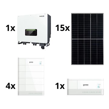 Solcellesæt SOFAR Solar - 6kWp RISEN + hybridinverter 3f + 10,24 kWh batteri