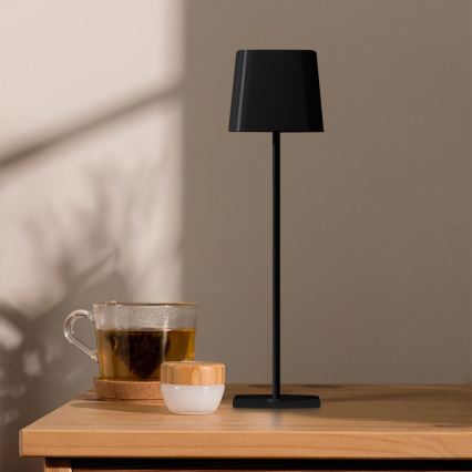 Soldrevet LED bordlampe m. touch-funktion dæmpbar og genopladelig LED/5W/5V 3000-6000K 3600 mAh IP65 sort