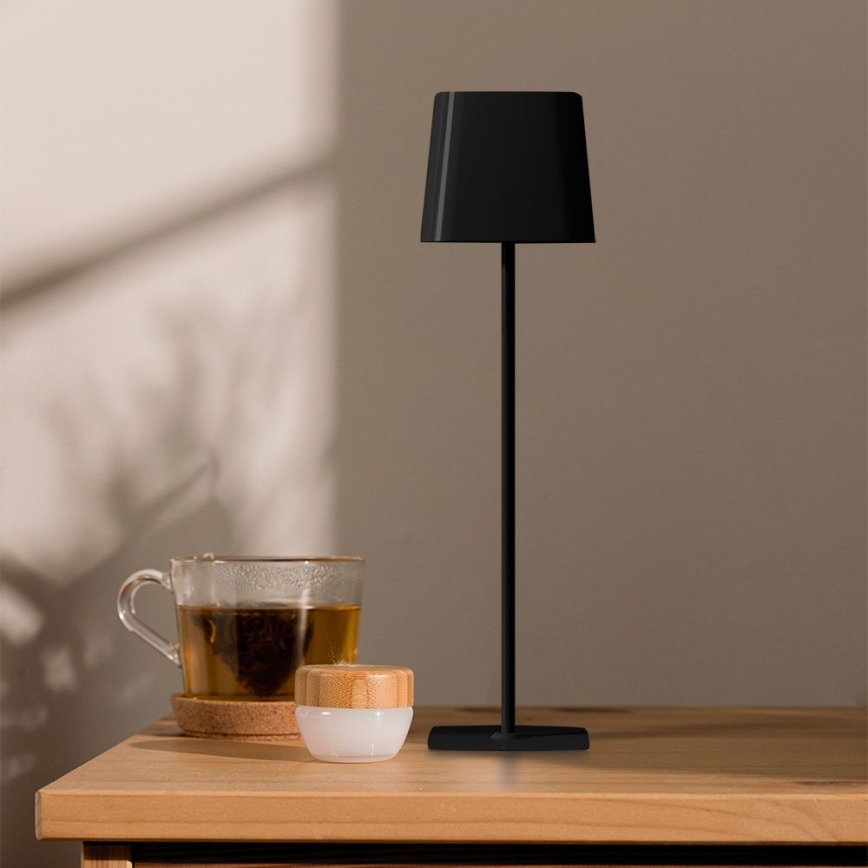 Soldrevet LED bordlampe m. touch-funktion dæmpbar og genopladelig LED/5W/5V 3000-6000K 3600 mAh IP65 sort