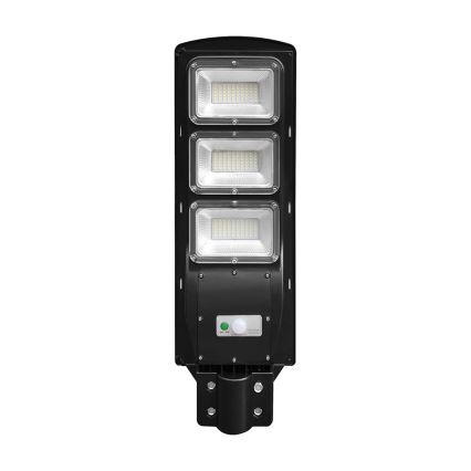 Soldrevet LED gadelampe m. bevægelses- og skumringssensor dæmpbar LED/12W/3,2V 6000K IP65 10000 mAh sort + fjernbetjening