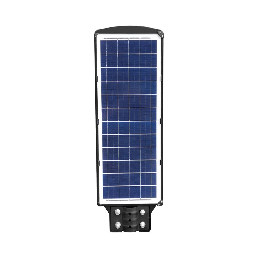 Soldrevet LED gadelampe m. bevægelses- og skumringssensor dæmpbar LED/12W/3,2V 6000K IP65 10000 mAh sort + fjernbetjening