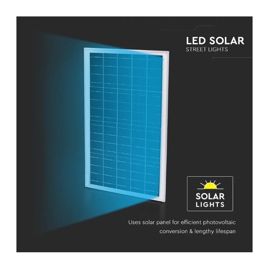 Soldrevet LED gadelampe dæmpbar LED/50W/6,4V 4000K IP65 + fjernbetjening