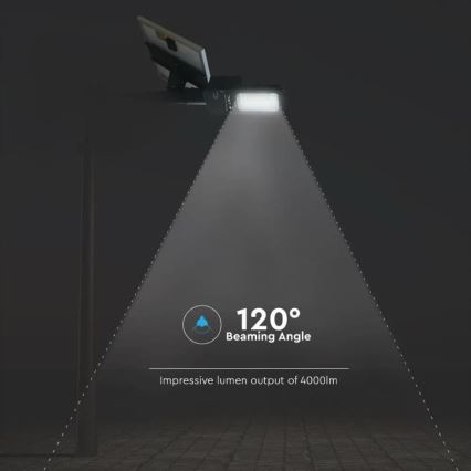 Soldrevet LED gadelampe dæmpbar LED/50W/6,4V 4000K IP65 + fjernbetjening