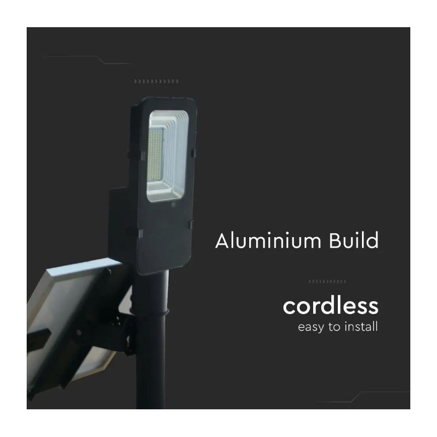Soldrevet LED gadelampe dæmpbar LED/50W/6,4V 4000K IP65 + fjernbetjening