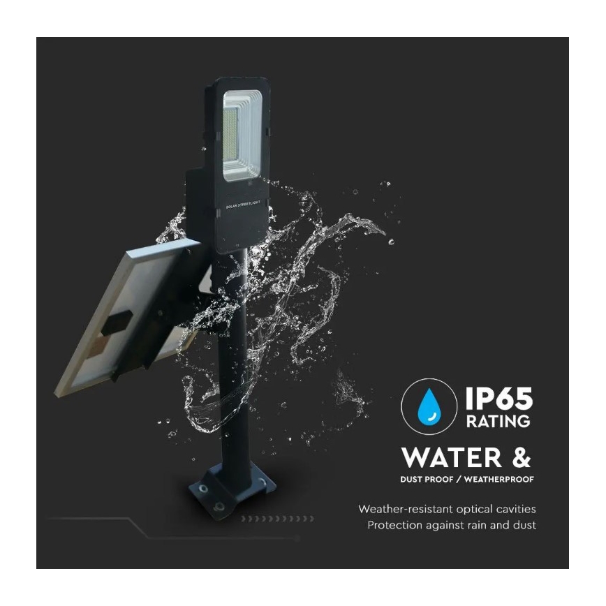 Soldrevet LED gadelampe dæmpbar LED/50W/6,4V 4000K IP65 + fjernbetjening