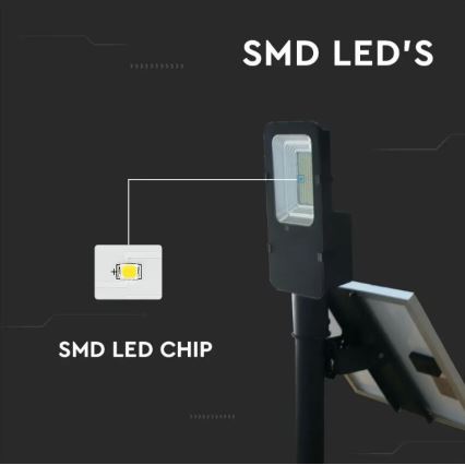 Soldrevet LED gadelampe dæmpbar LED/50W/6,4V 6000K IP65 50000 mAh + fjernbetjening