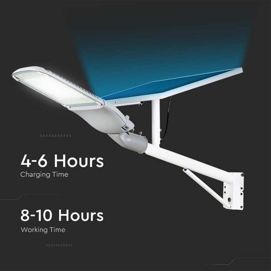 Soldrevet LED gadelampe dæmpbar SAMSUNG CHIP LED/50W/6,4V 6000K IP65 30000 mAh + fjernbetjening