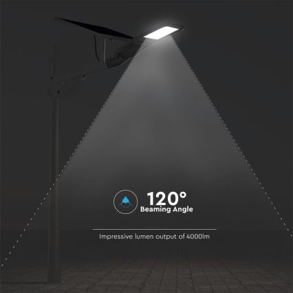 Soldrevet LED gadelampe dæmpbar SAMSUNG CHIP LED/50W/6,4V 6000K IP65 30000 mAh + fjernbetjening