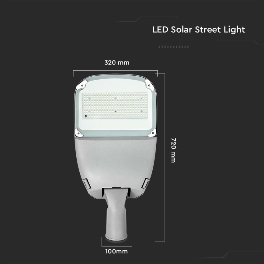 Soldrevet LED gadelampe dæmpbar SAMSUNG CHIP LED/50W/6,4V 6000K IP65 30000 mAh + fjernbetjening