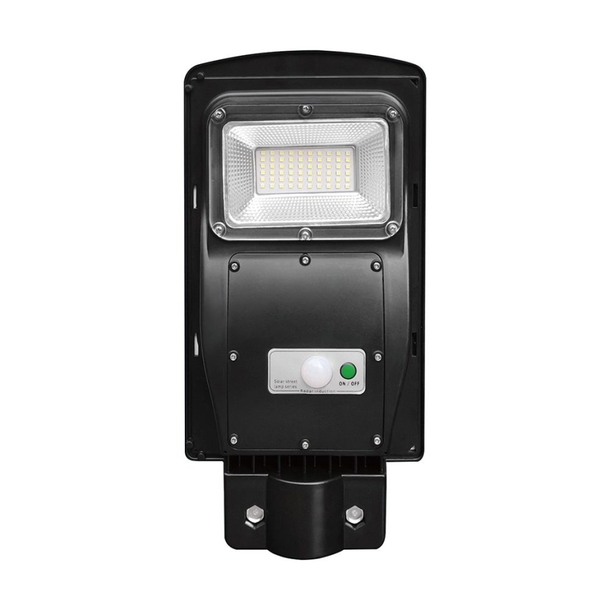 Soldrevet LED gadelampe m. bevægelses- og skumringssensor dæmpbar LED/6W/3,2V 6000K IP65 5000 mAh sort + fjernbetjening