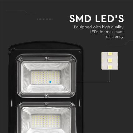 Soldrevet LED gadelampe m. bevægelses- og skumringssensor dæmpbar LED/8W/3,2V 6000K IP65 9000 mAh sort + fjernbetjening