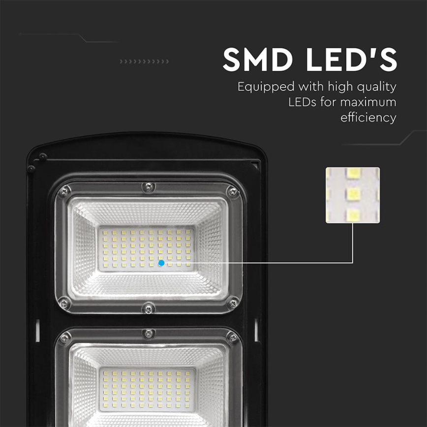 Soldrevet LED gadelampe m. bevægelses- og skumringssensor dæmpbar LED/8W/3,2V 6000K IP65 9000 mAh sort + fjernbetjening