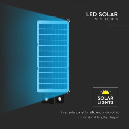 Soldrevet LED gadelampe m. bevægelses- og skumringssensor dæmpbar LED/8W/3,2V 6000K IP65 9000 mAh sort + fjernbetjening