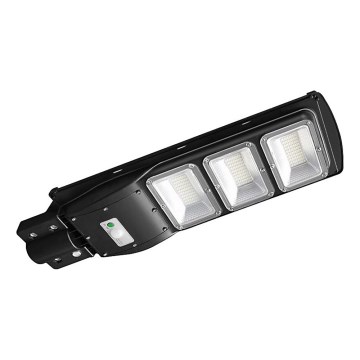 Soldrevet LED gadelampe m. bevægelses- og skumringssensor dæmpbar LED/12W/3,2V 6000K IP65 10000 mAh sort + fjernbetjening