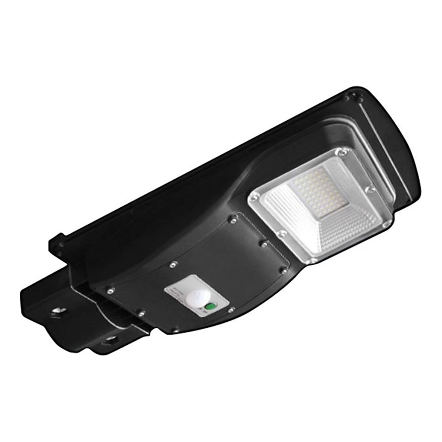 Soldrevet LED gadelampe m. bevægelses- og skumringssensor dæmpbar LED/6W/3,2V 6000K IP65 5000 mAh sort + fjernbetjening